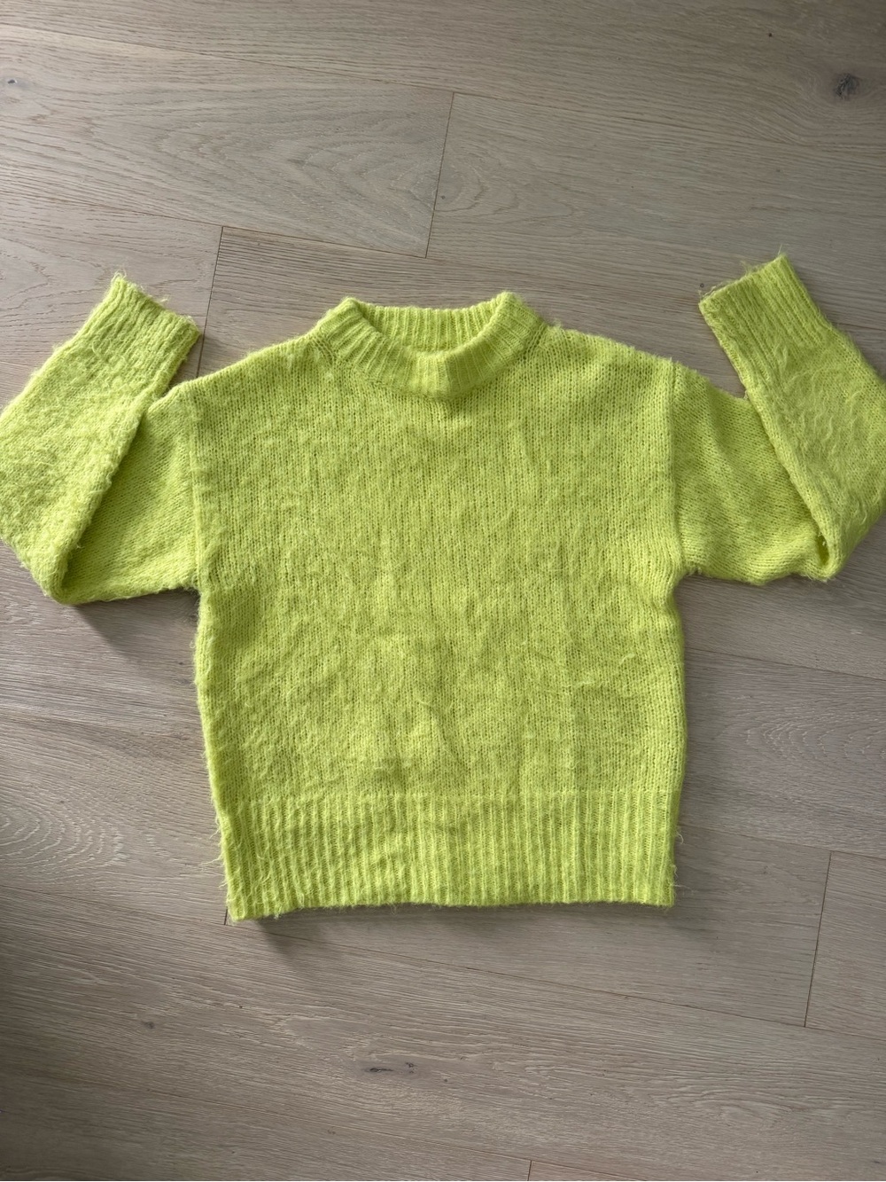 Neon Yellow/ Greenish Women's Mock Neck Sweater